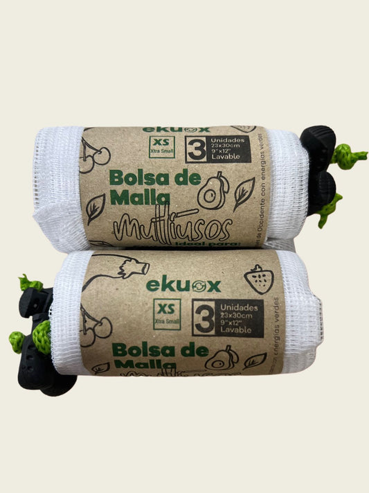 kit por 15 Bolsas de Malla Reutilizable Para Compras y Almacenamiento